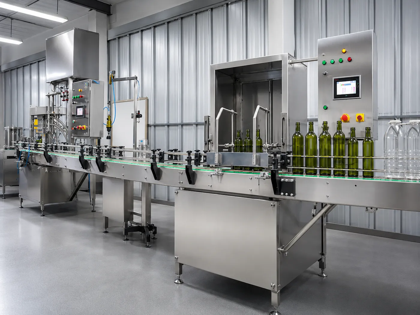 Línea automatizada de llenado y envasado industrial